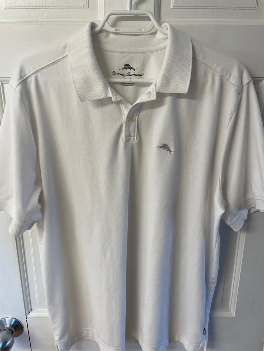 Tommy Bahama white knit polo golf shirt men’s size large
